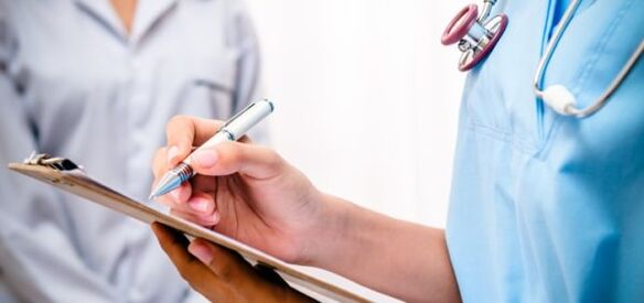 the doctor prescribes treatment for lower back pain