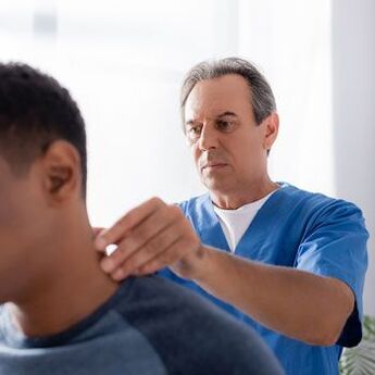 The doctor will perform a diagnostic test on a patient with neck pain